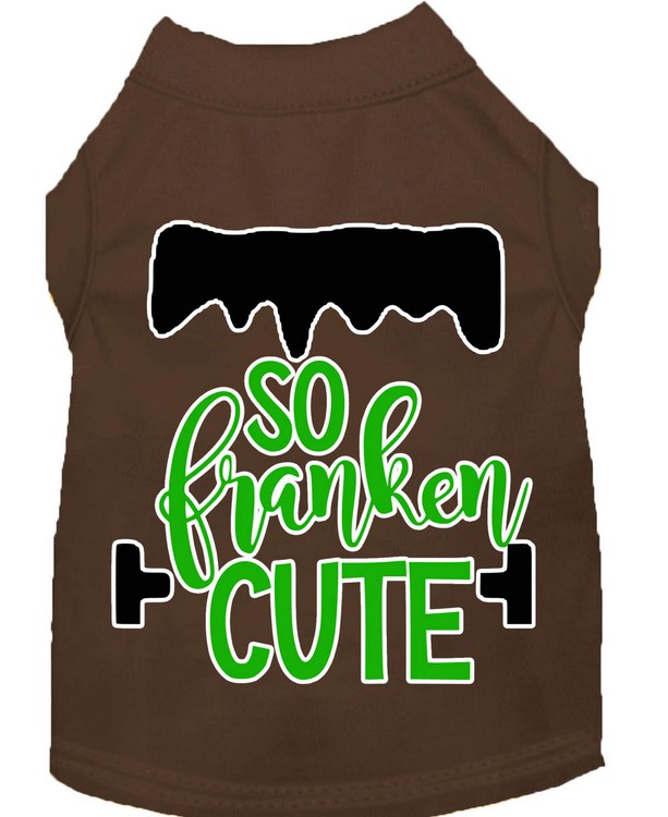 So Franken Cute Screen Print Dog Shirt Brown XS